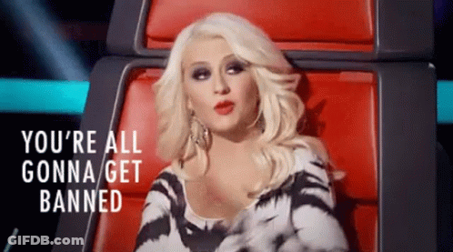 Woman Sitting In Red Chair Saying You're All Gonna Get Banned GIF
