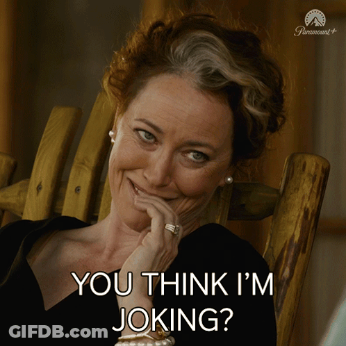 Woman Sitting In Rocking Chair Saying You Think I'm Joking GIF