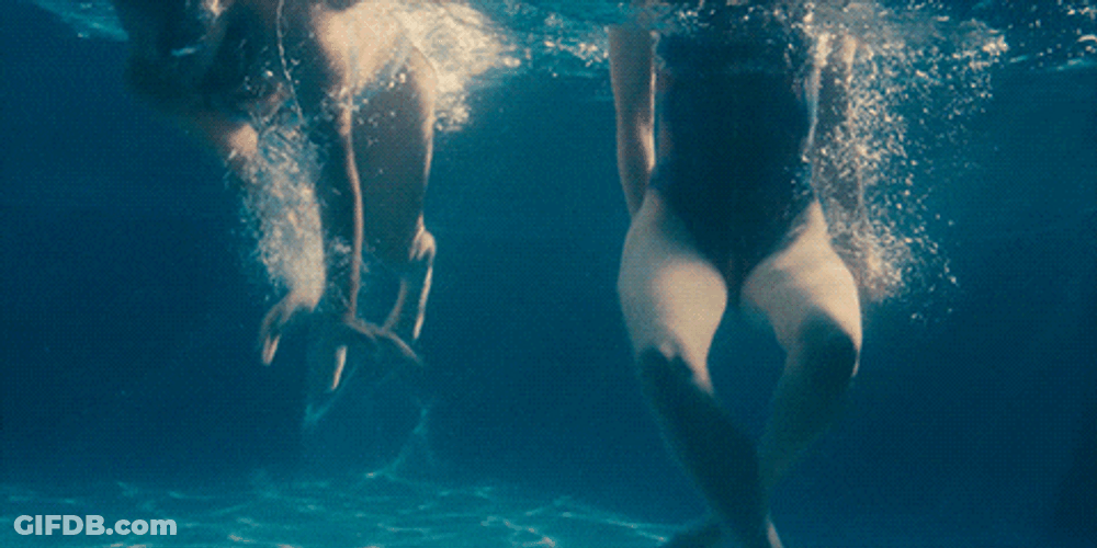 Woman Sitting In The Pool GIF