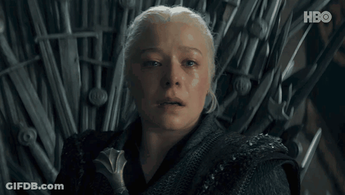 Woman Sitting In Throne With HBO GIF