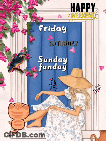 Woman Sitting In Window Friday Saturday Sunday Fundy GIF