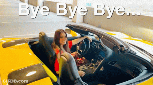 Woman Sitting In Yellow Sports Car GIF