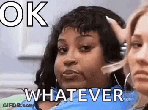 Woman Sitting Next To Another With Hand On Head Saying Ok Whatever GIF