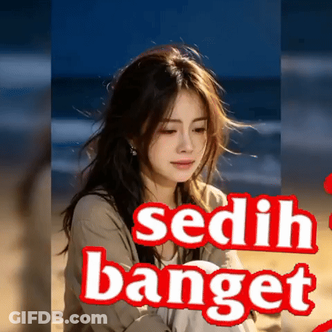 Woman Sitting On Beach Sedih Banget GIF
