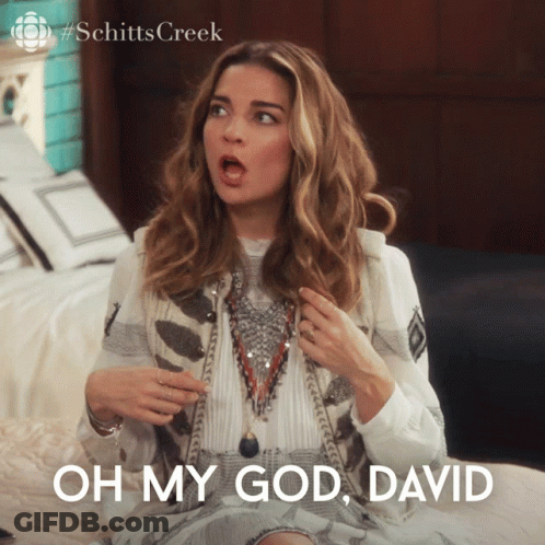 Woman Sitting On Bed Oh My God David GIF