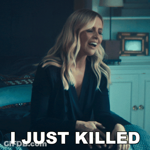 Woman Sitting On Bed Saying I Just Killed GIF