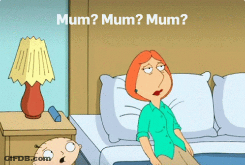 Woman Sitting On Bed Saying Mum GIF