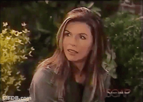 Woman Sitting On Bench Saying Soap GIF