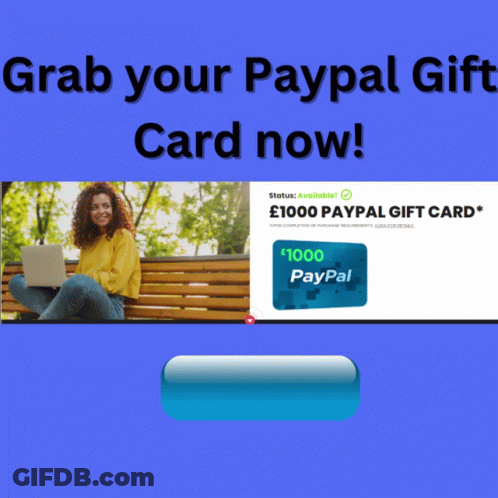 Woman Sitting On Bench With Laptop And PayPal Gift Card GIF
