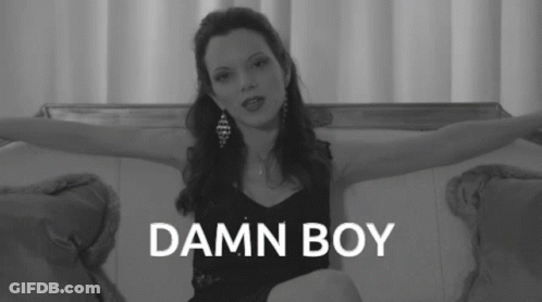Woman Sitting On Couch Arms Outstretched Damn Boy GIF