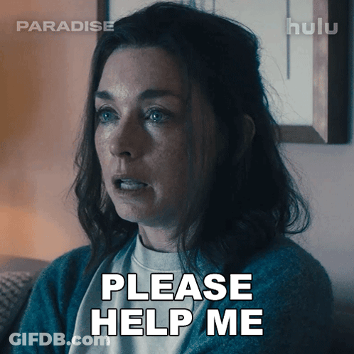 Woman Sitting On Couch Asking For Help GIF