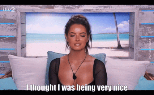 Woman Sitting On Couch Eyes Closed Saying I Thought I Was Being Very Nice GIF
