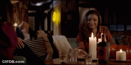 Woman Sitting On Couch Saying Drank GIF