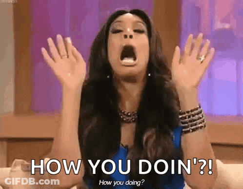 Woman Sitting On Couch Saying How You Doin GIF