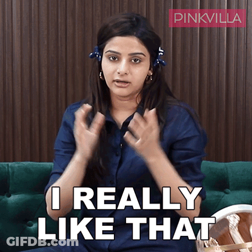 Woman Sitting On Couch Saying I Really Like That GIF