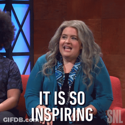 Woman Sitting On Couch Saying It Is So Inspiring GIF