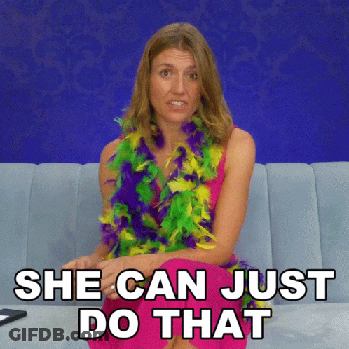 Woman Sitting On Couch Saying She Can Just Do That GIF