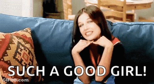 Woman Sitting On Couch Saying Such A Good Girl GIF