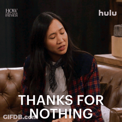 Woman Sitting On Couch Saying Thanks For Nothing GIF