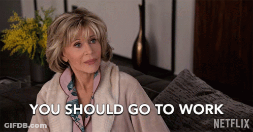 Woman Sitting On Couch Saying You Should Go To Work GIF
