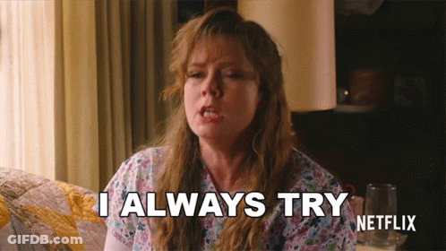 Woman Sitting On Couch Says I Always Try GIF