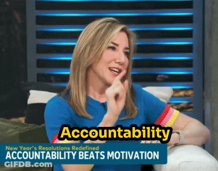 Woman Sitting On Couch With Accountability Sign GIF