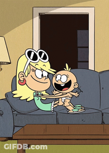 Woman Sitting On Couch With Baby GIF