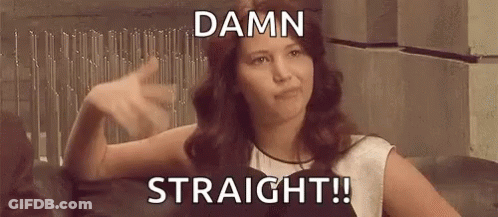 Woman Sitting On Couch With Damn Straight GIF