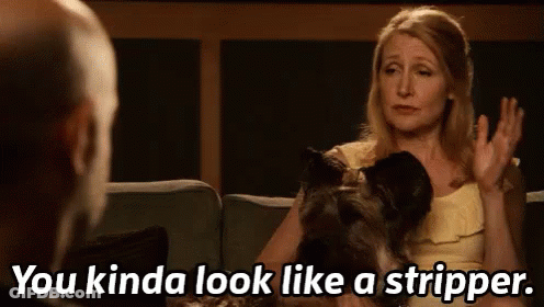 Woman Sitting On Couch With Dog Talking To Man GIF