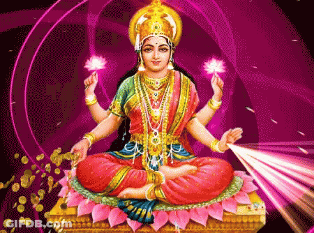 Woman Sitting On Lotus Flower Holding Lotus GIF