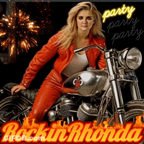 Woman Sitting On Motorcycle Rockin Rhonda GIF