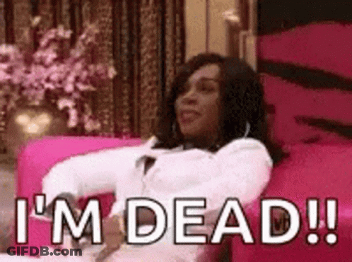 Woman Sitting On Pink Couch Saying Im Dead GIF