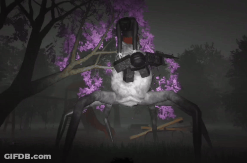 Woman Sitting On Spider With Purple Flowers GIF