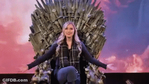 Woman Sitting On Throne Arms Outstretched GIF
