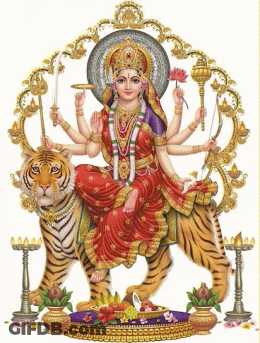 Woman Sitting On Tiger Holding Sword GIF