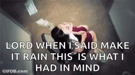 Woman Sitting On Toilet Saying Lord When I Said Make It Rain GIF