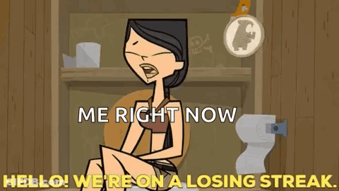 Woman Sitting On Toilet Saying Me Right Now Hello We're On A Losing Streak GIF