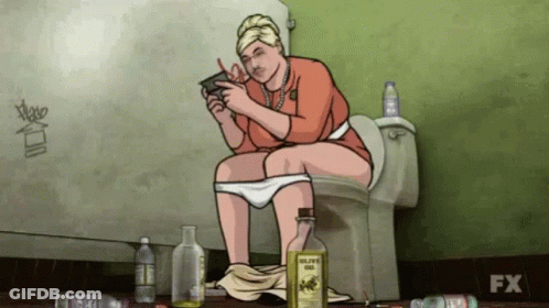 Woman Sitting On Toilet With Olive Oil GIF