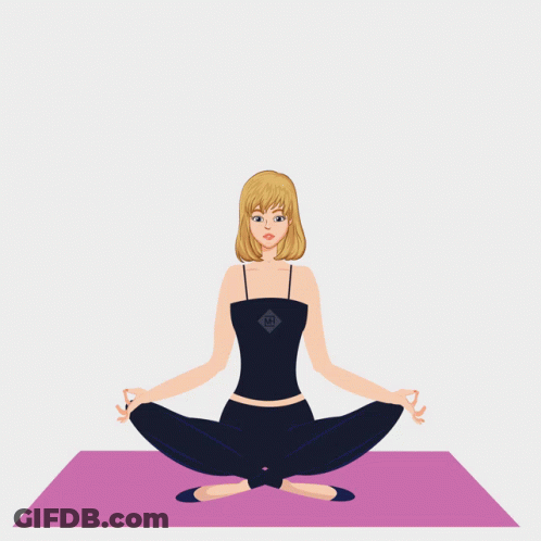 Woman Sitting On Yoga Mat Eyes Closed GIF