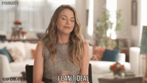 Woman Sitting With Eyes Closed Saying I Can't Deal GIF