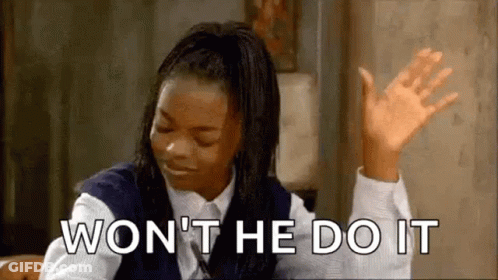 Woman Sitting With Hands In Air Won't He Do It GIF