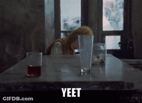 Woman Sitting With Yeet Glass GIF