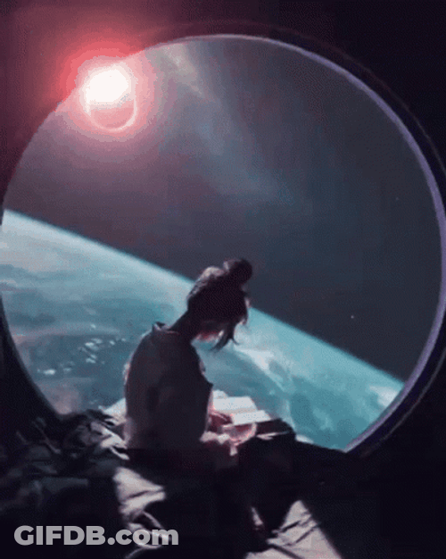 Woman Sleeping In Outer Space GIF