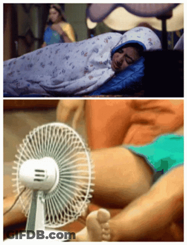 Woman Sleeping Next To Fan Man On Couch GIF