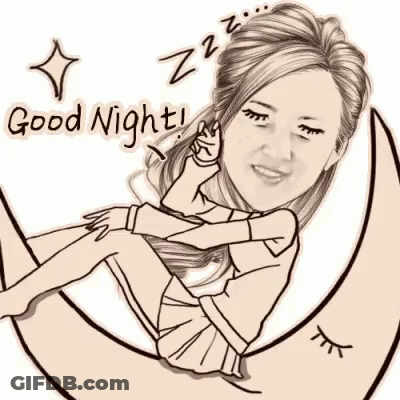 Woman Sleeping On Crescent Moon Saying Good Night GIF
