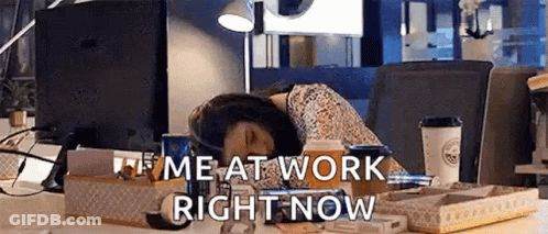 Woman Sleeping On Desk In Front Of Computer Monitor GIF