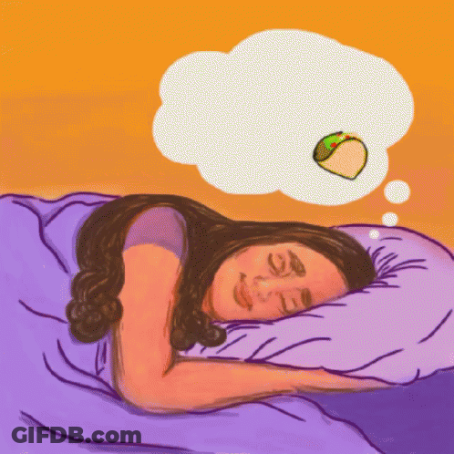 Woman Sleeping With Taco Thought Bubble GIF