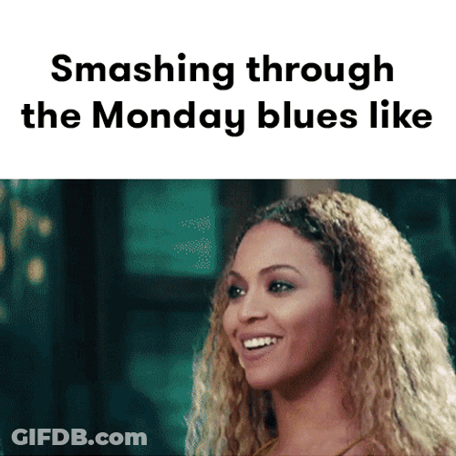 Woman Smashing Through Monday Blues GIF