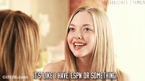 Woman Smiling And Talking Says It's Like I Have ESPN Or Something GIF
