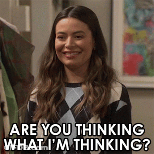 Woman Smiling Asking If She Is Thinking What She Is Thinking GIF